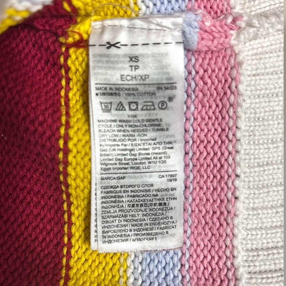 GAP Womens XS Multicolor Stripe Cotton Knit Crewneck Sweater Pullover Preppy - Picture 8 of 10